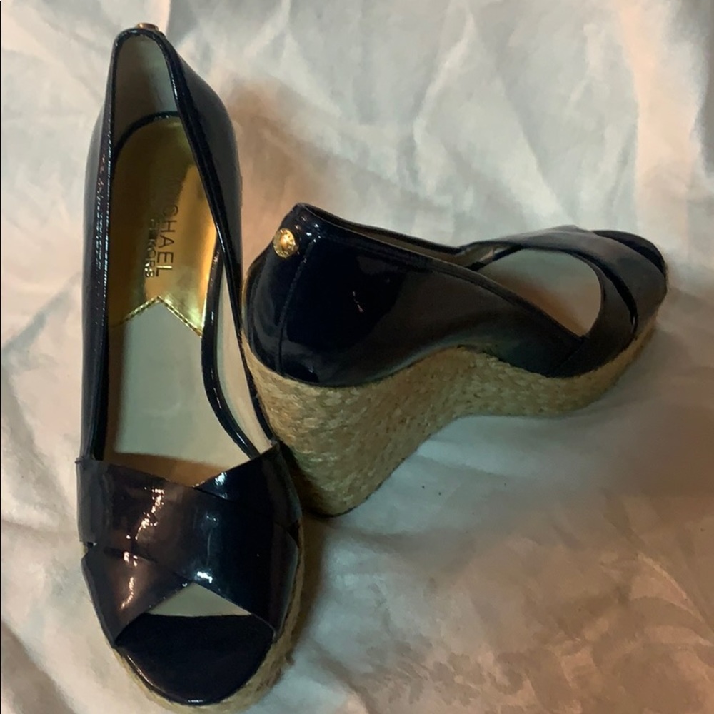 🎁Michael Kors patent espadrille platform sandals